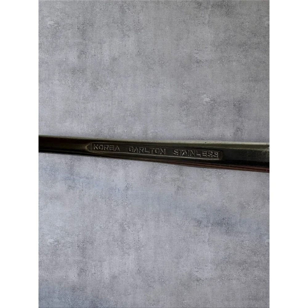 Carlton Iced Tea Spoon 7.5in Silver Tone MCM Textured Leaf Korea Stainless